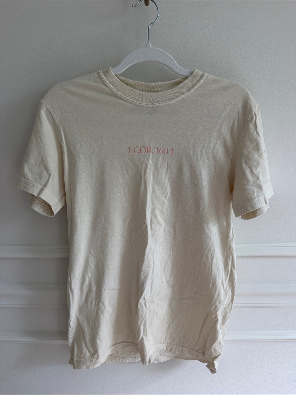 Comfort Colors Cream Short-Sleeve Tee with Scripture Print